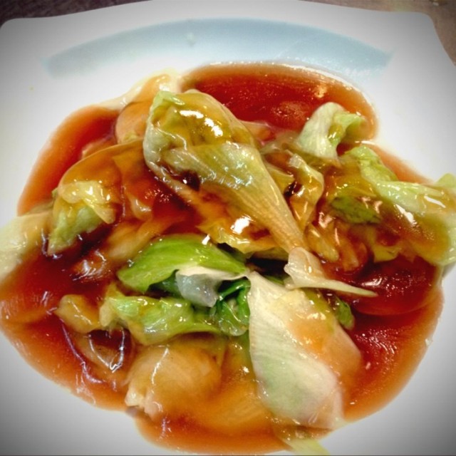 ผ กกาดแก วราดน ำม นหอย Ho Kitchen Seafood Casaul Dining