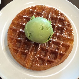 Pistachio ice-cream with waffles. - Yishun / Holy Cow Creamery (Yishun)|Singapore