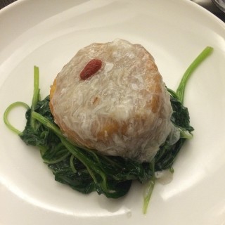 Braised Homemade Beancurd with Local Spinach and Fresh Crab Meat - Tiong Bahru's Peach Garden (Tiong Bahru)|Singapore